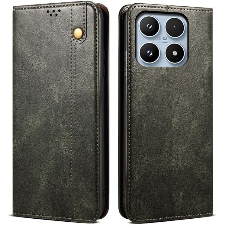 Чохол-книжка з кишеньками UniCase Leather Wallet для Xiaomi 17 - Green: фото 1 з 8