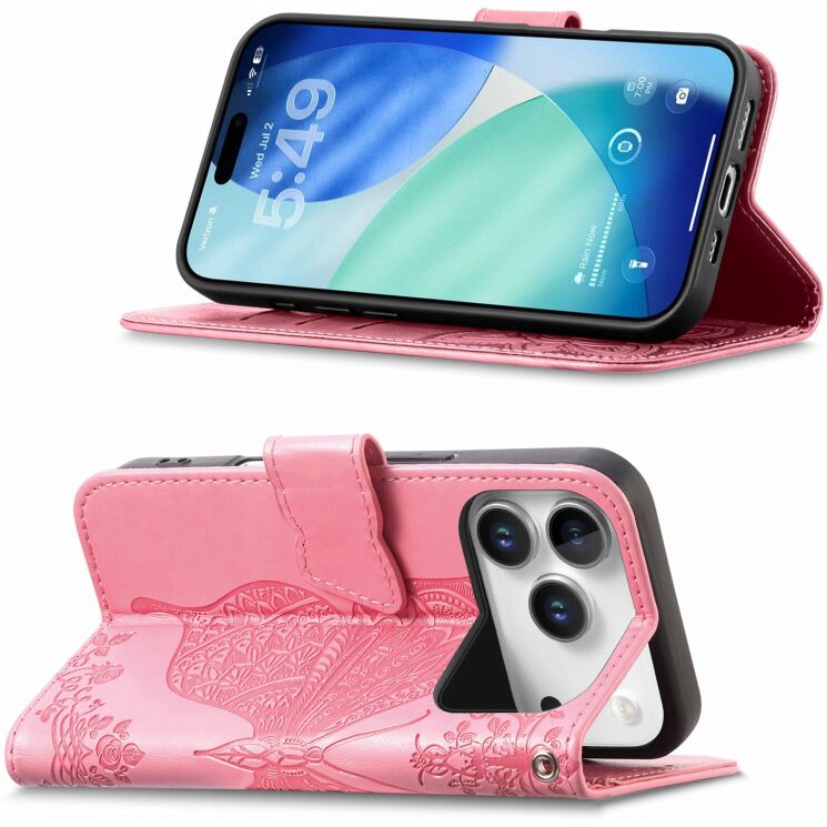 Чохол-книжка з малюнком UniCase Butterfly Pattern для iPhone 18 Pro Max / 17 Pro Max - Pink: фото 3 з 9