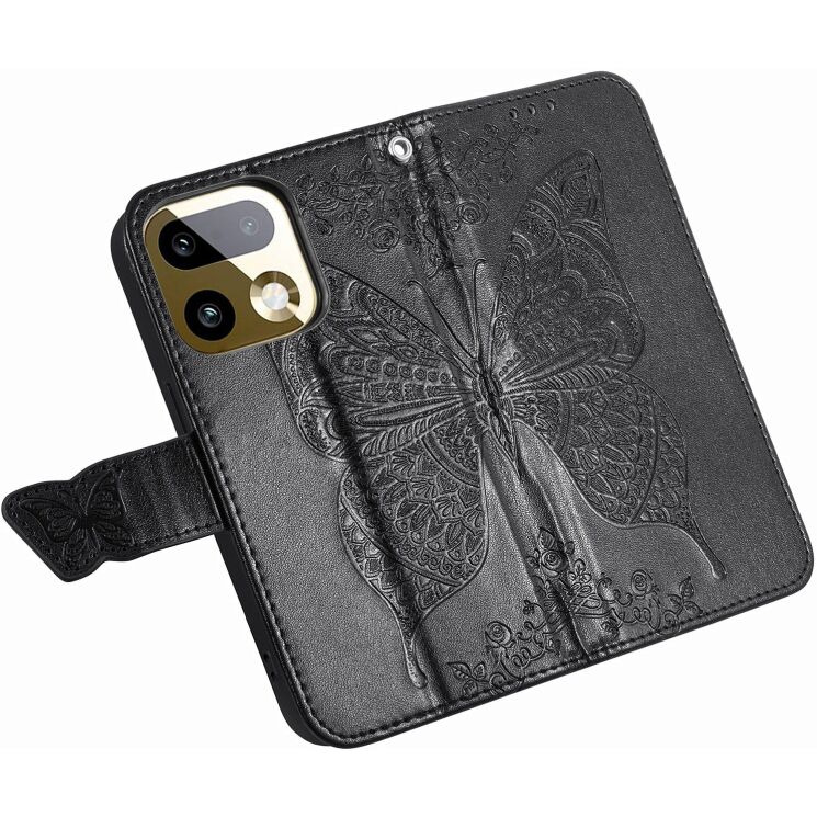 Чехол-книжка с рисунком UniCase Butterfly Pattern для Realme 16 Pro Plus - Black: фото 2 из 9