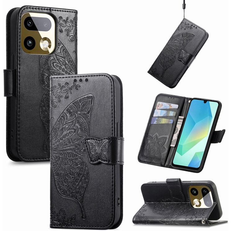 Чехол-книжка с рисунком UniCase Butterfly Pattern для Realme 16 Pro Plus - Black: фото 7 из 9