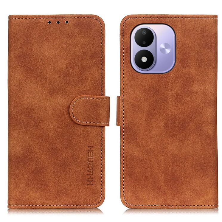 Чехол-книжка с застежкой KHAZNEH Retro Wallet для Xiaomi Redmi Note 17 - Brown: фото 1 из 8
