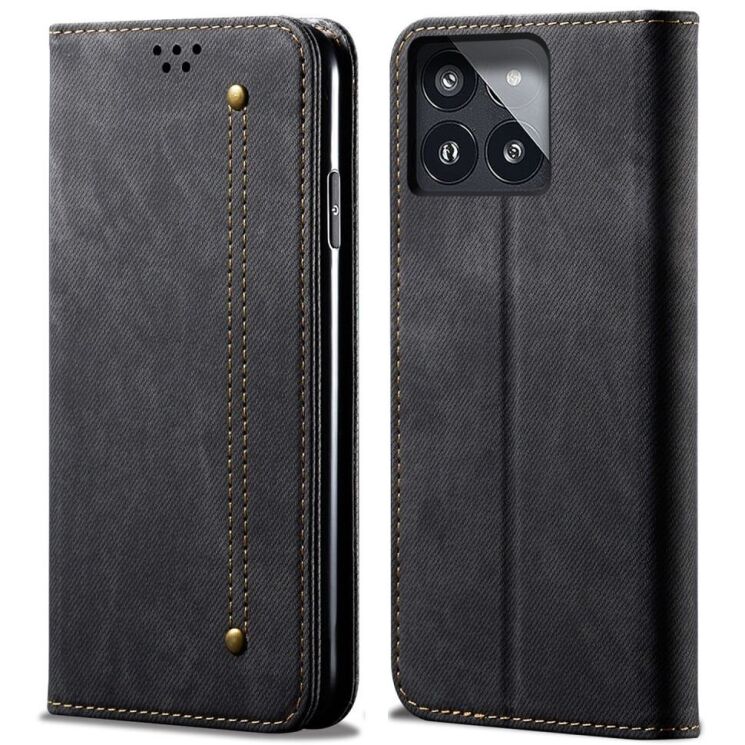 Чехол-книжка UniCase Jeans Wallet для Xiaomi Poco F6 Pro - Black: фото 1 из 6