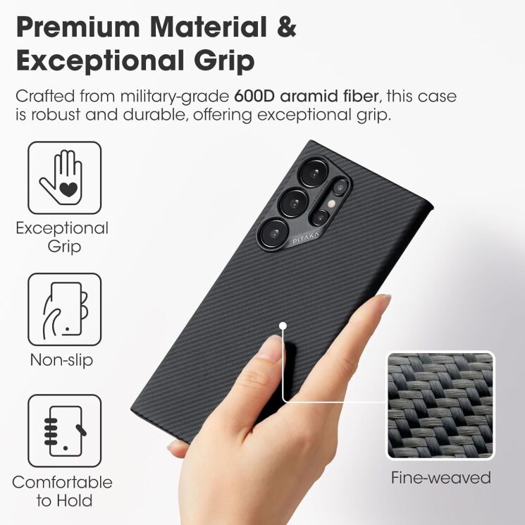 Защитный чехол Pitaka StarPeak MagEZ Case 4 для Samsung Galaxy S24 Ultra (S928) KS2401U - Black / Grey: фото 8 из 14
