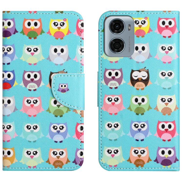 Чохол з малюнком Deexe Color Wallet для Motorola Moto G06 - Owls: фото 1 з 5