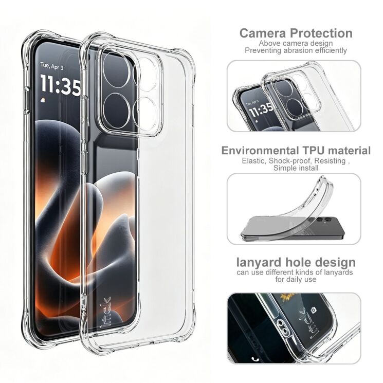 Чохол з посиленими кутами IMAK Airbag MAX Case для Motorola Edge 70 Pro - Black: фото 8 з 10