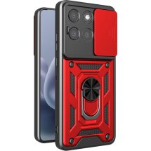 Чехол с защитой камеры Deexe Armor Shield для Motorola Moto G77 - Red: фото 1 из 9