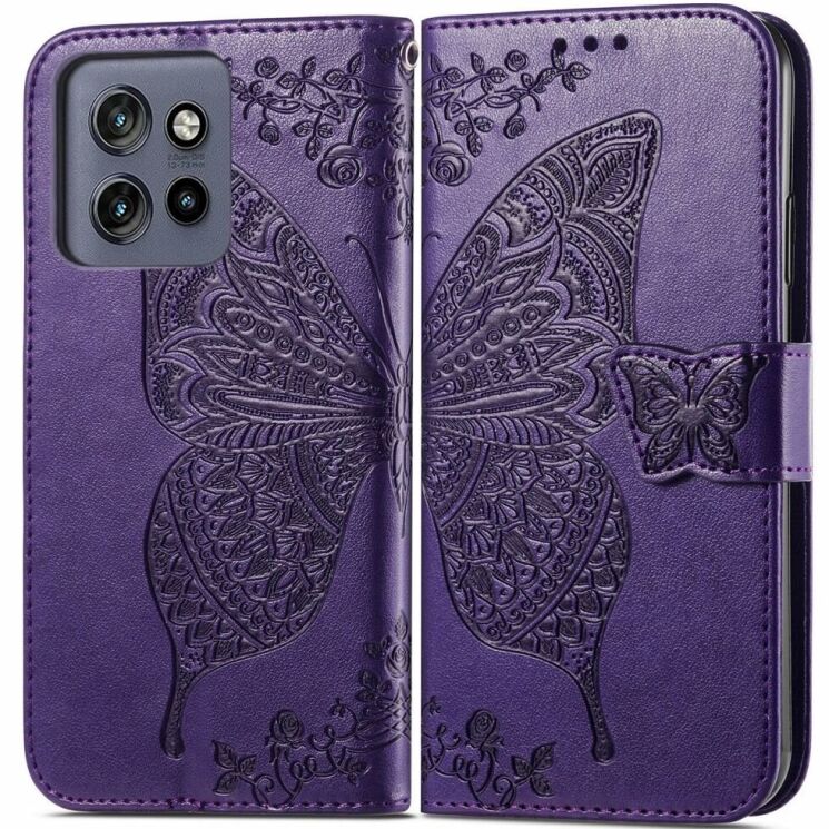 Чехол UniCase Butterfly Pattern для Motorola Edge 50 Neo - Dark Purple: фото 1 из 7