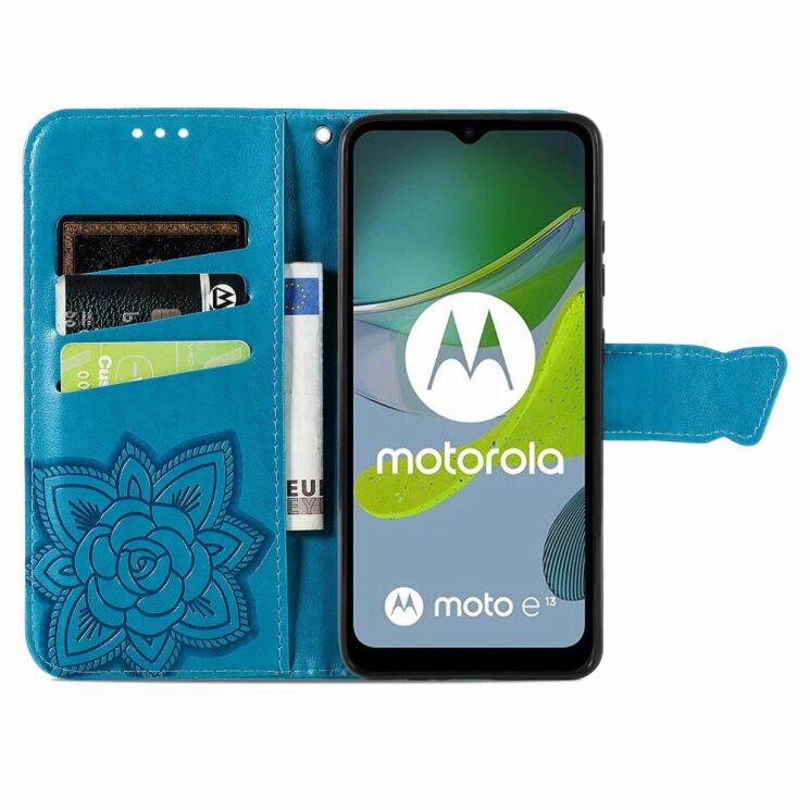 Чехол UniCase Butterfly Pattern для Motorola Moto E13 - Blue: фото 2 из 10