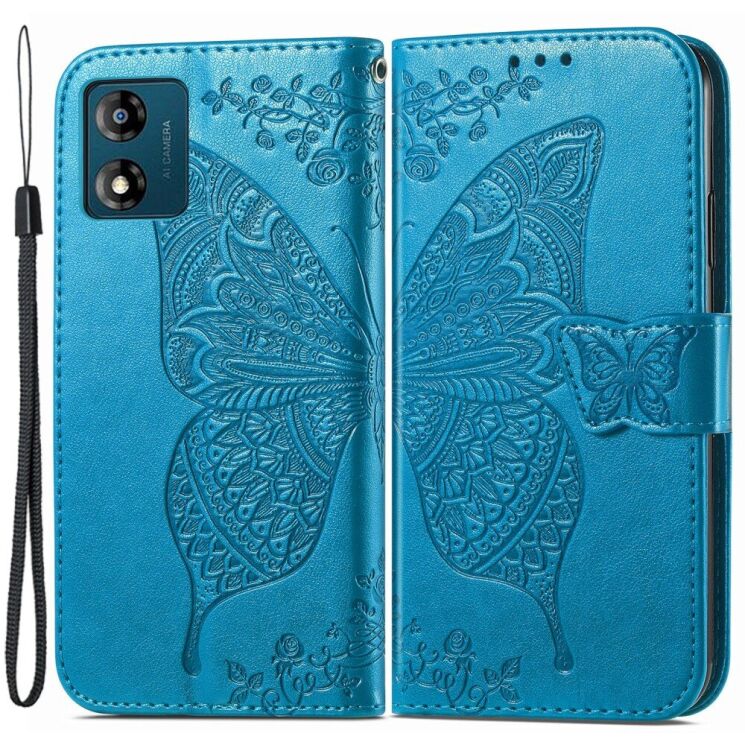 Чехол UniCase Butterfly Pattern для Motorola Moto E13 - Blue: фото 1 из 10