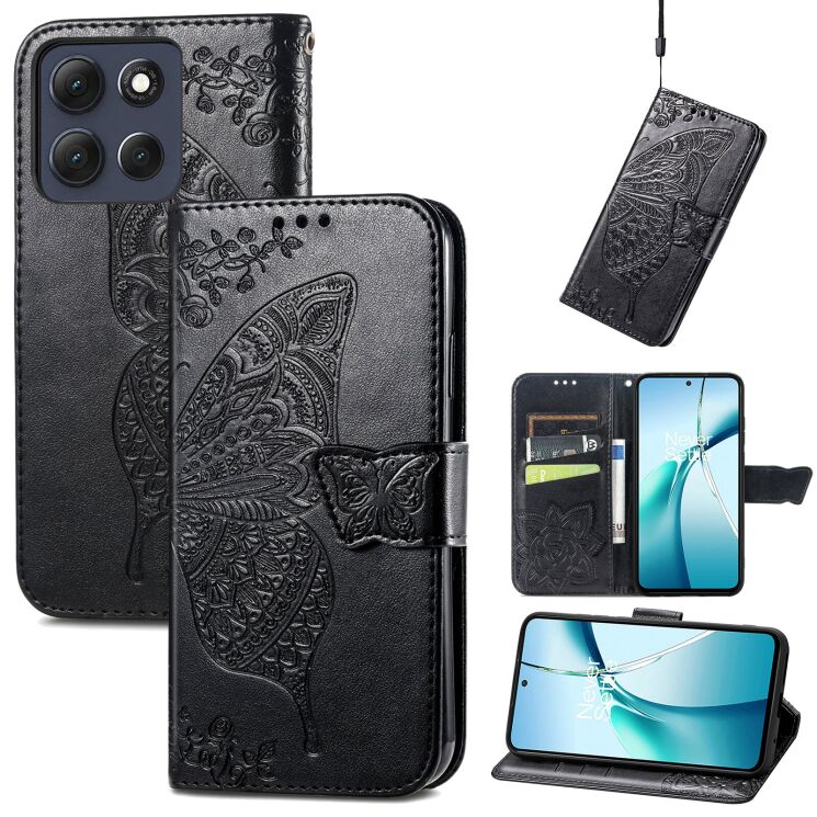 Чехол UniCase Butterfly Pattern для Motorola Moto G86 - Black: фото 1 из 10
