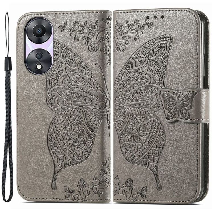 Чехол UniCase Butterfly Pattern для OPPO A78 5G - Grey: фото 1 из 6
