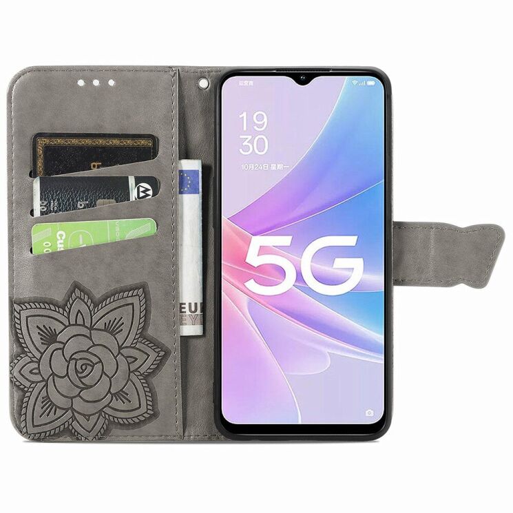 Чехол UniCase Butterfly Pattern для OPPO A78 5G - Grey: фото 2 из 6