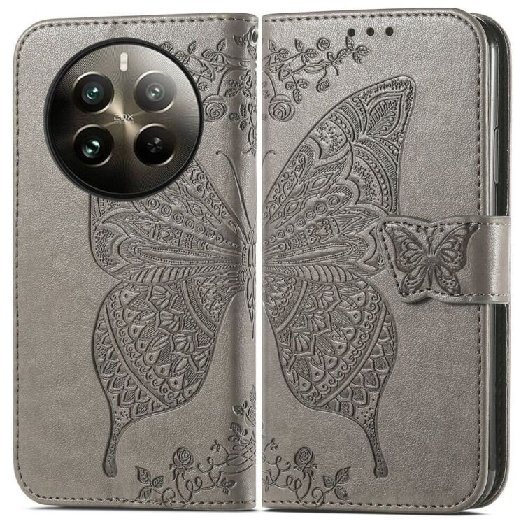 Чехол UniCase Butterfly Pattern для Realme 12 / 12 Plus - Grey: фото 1 из 8