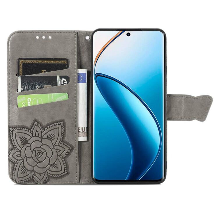 Чехол UniCase Butterfly Pattern для Realme 12 / 12 Plus - Grey: фото 2 из 8
