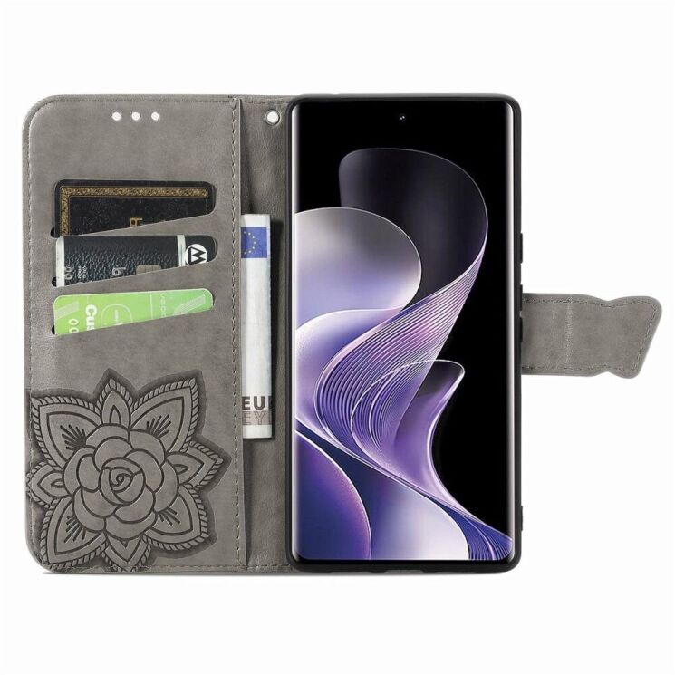 Чехол UniCase Butterfly Pattern для Xiaomi Redmi Note 14 Pro 5G - Grey: фото 2 из 9