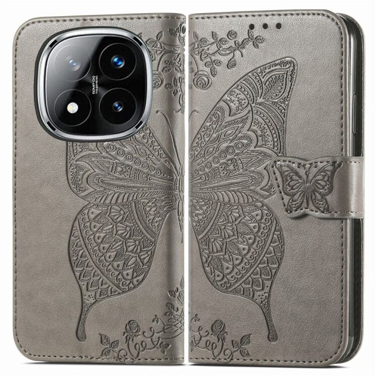 Чехол UniCase Butterfly Pattern для Xiaomi Redmi Note 14 Pro 5G - Grey: фото 1 из 9