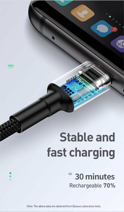 Дата-кабель BASEUS Cafule HW Quick Charging Type-C to USB - Grey / Black: фото 15 з 19