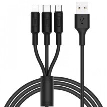 Дата-кабель Hoco X25 Soarer 3 in 1 USB to Type-C+MicroUSB+Lightning (1m) - Black: фото 1 з 13