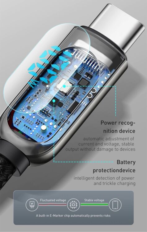 Кабель Baseus Display Fast Charging Data Type-C to Type-C (100W, 1m) CATSK-B01 - Black: фото 16 з 25