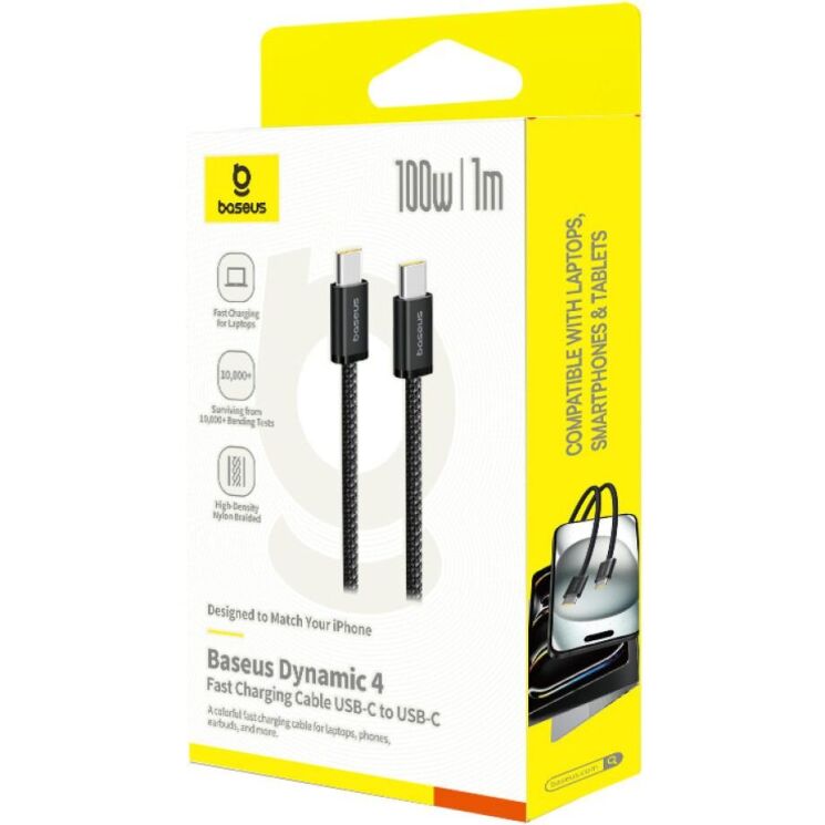 Кабель Baseus Dynamic 4 Type-C to Type-C (5A, 100W, 1m) P10381400111-00 - Black: фото 5 из 18