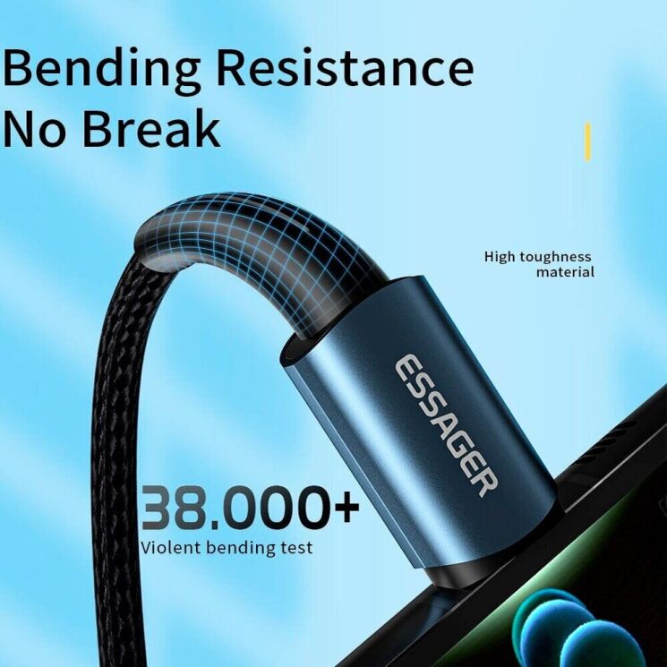 Кабель ESSAGER Sunset Type-C to Type-C (100W, 2m) EXCTT1-CGA01 - Black: фото 10 з 13