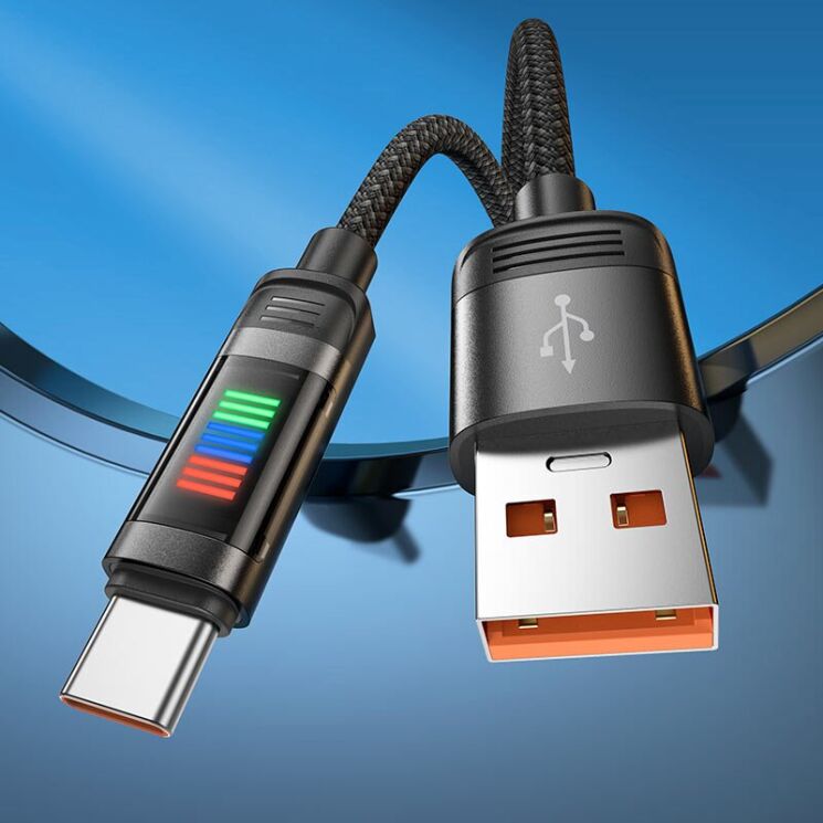 Кабель Hoco U126 Lantern USB to Type-C (5A, 1.2m) - Black: фото 5 из 6