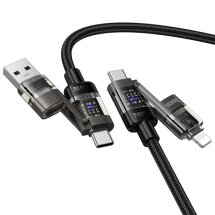 Кабель Hoco U151 3 in 1 USB+Type-C to Type-C+Lighting 240W (1m) - Black: фото 1 из 7