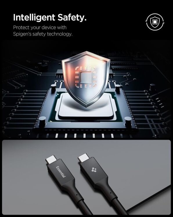 Кабель Spigen Essential Type-C to Type-C (100W, 2m) ACA08775 - White: фото 5 з 7