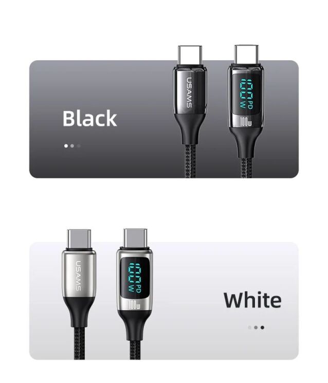 Кабель USAMS SJ546 U78 Type-C to Type-C (100W, 5A, 1.2m) - Black: фото 14 из 14