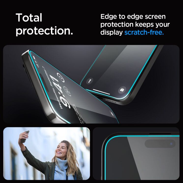 Комплект защитного стекла Spigen (SGP) GLAS.tR EZ Fit Sensor Protected для Apple iPhone 15 Pro Max: фото 11 из 14