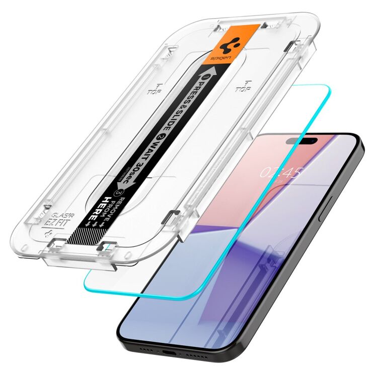 Комплект защитного стекла Spigen (SGP) GLAS.tR EZ Fit Sensor Protected для Apple iPhone 15 Pro Max: фото 3 из 14