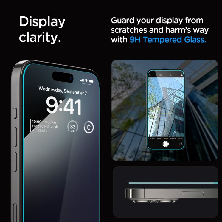 Комплект защитного стекла Spigen (SGP) GLAS.tR EZ Fit Sensor Protected для Apple iPhone 15 Pro Max: фото 10 из 14