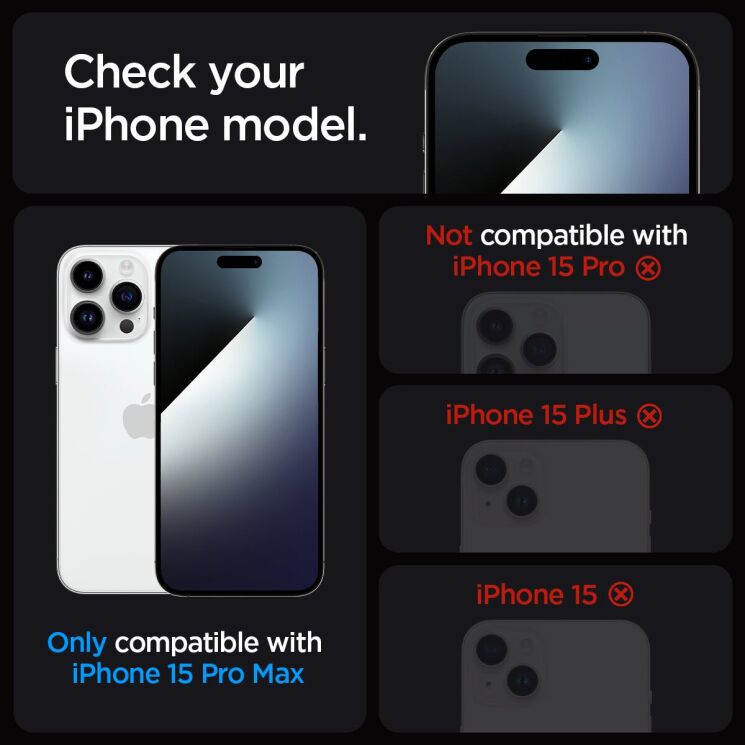 Комплект защитного стекла Spigen (SGP) GLAS.tR EZ Fit Sensor Protected для Apple iPhone 15 Pro Max: фото 8 из 14