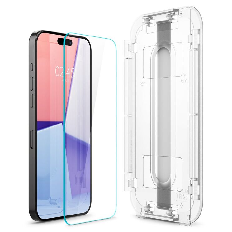 Комплект защитного стекла Spigen (SGP) GLAS.tR EZ Fit Sensor Protected для Apple iPhone 15 Pro Max: фото 4 из 14