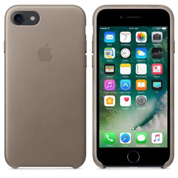 Оригинальный чехол Leather Case для Apple iPhone SE 2 / 3 (2020 / 2022) / iPhone 8 / iPhone 7 (MPT62/MQH62) - Taupe: фото 2 из 3