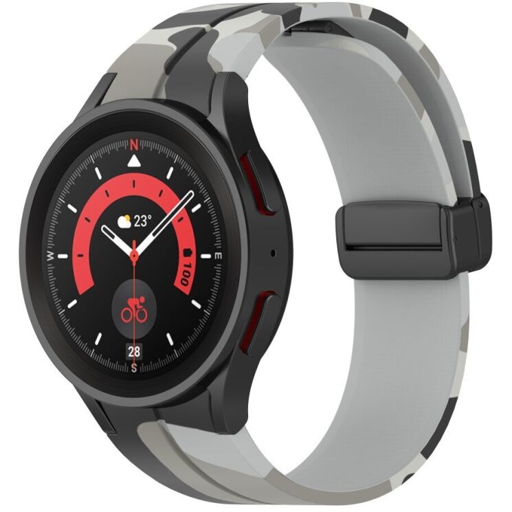Ремінець Deexe Camo Silicone для Samsung Galaxy Watch 4 / 4 Classic / 5 / 5 Pro - Light Grey: фото 4 з 6