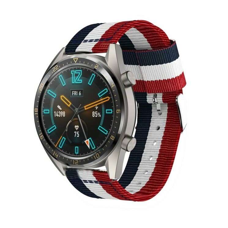 Ремешок Deexe Canvas Style для Huawei Watch GT / Watch GT2 46mm / Watch GT 2e - Red / White / Blue: фото 2 из 5