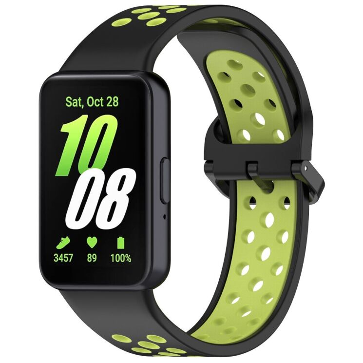 Ремешок Deexe Dot Color для Samsung Galaxy Fit 3 - Black / Lime: фото 1 из 7