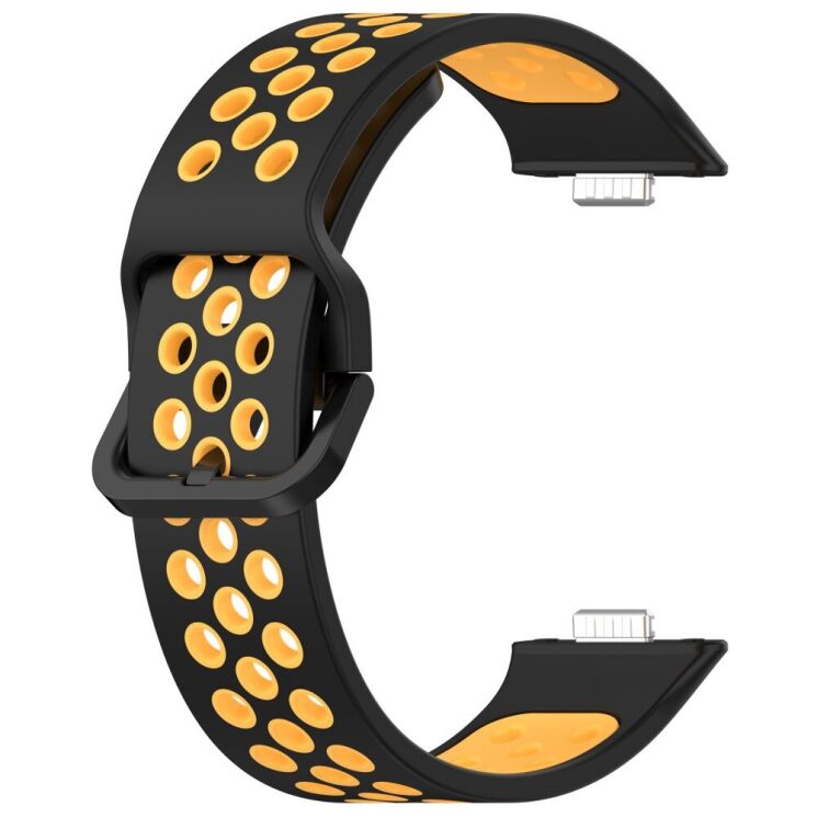Ремінець Deexe Dual Color для Huawei Watch Fit 3 - Black / Yellow: фото 2 з 7