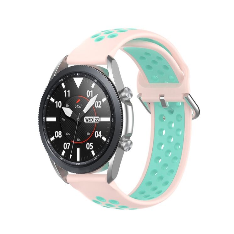 Ремешок Deexe Dual Color для Samsung Galaxy Watch 3 (45mm) - Light Pink / Cyan: фото 5 из 5
