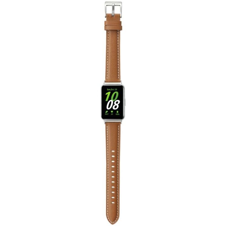 Ремінець Deexe Leather Strap для Samsung Galaxy Fit 3 - Light Brown: фото 3 з 4