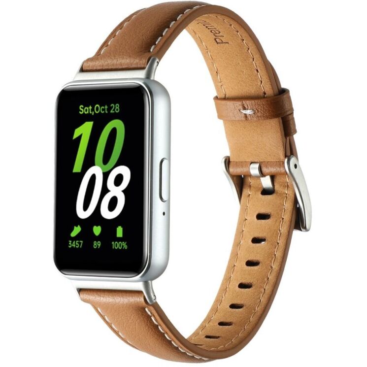 Ремінець Deexe Leather Strap для Samsung Galaxy Fit 3 - Light Brown: фото 1 з 4