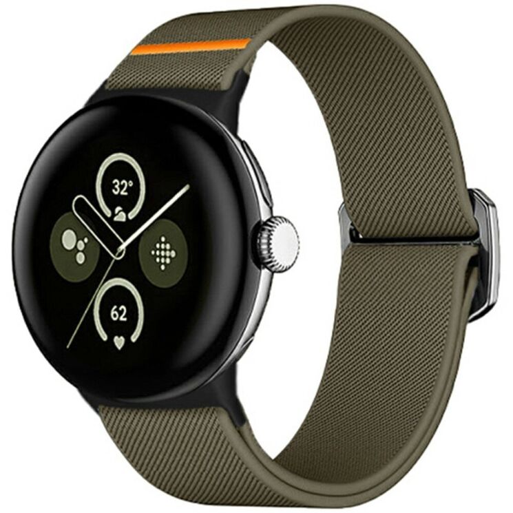 Ремешок Deexe Orbit Flex для Google Pixel Watch / Watch 2 / Watch 3 (41mm) - Army Green: фото 2 из 4