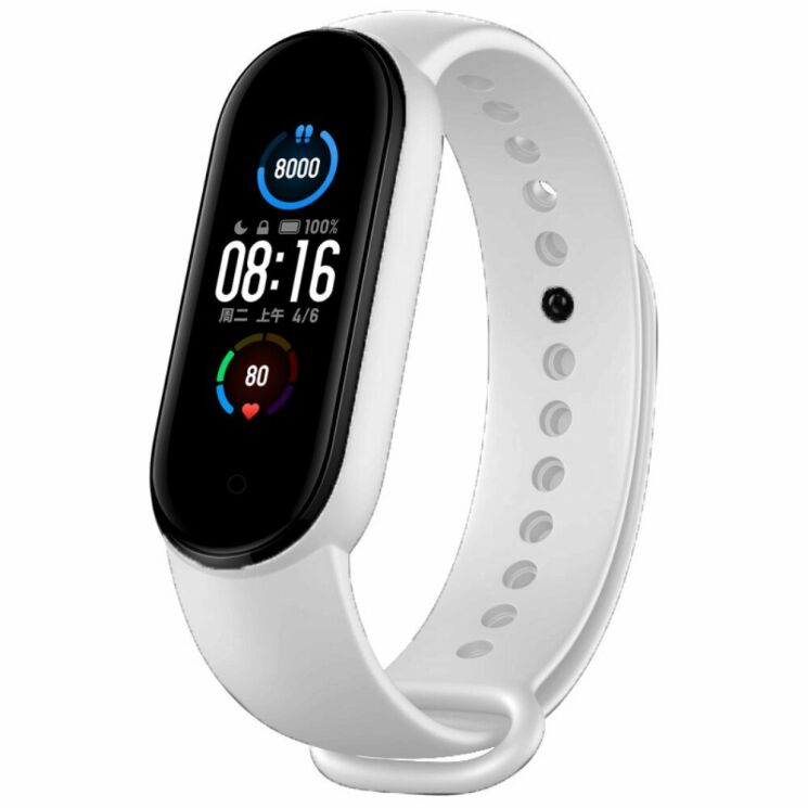 Ремешок Deexe Soft Touch для Xiaomi Mi Band 5 / Mi Band 6 / Mi Band 7 - White: фото 1 из 2