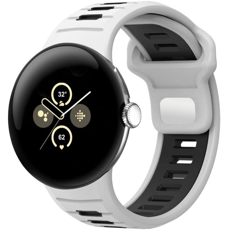 Ремешок Deexe Sport Design для Google Pixel Watch 3 (45mm) - White / Black: фото 2 из 6