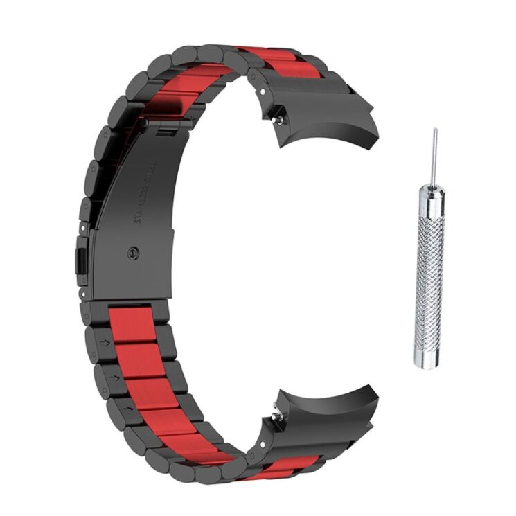 Ремешок Deexe Stainless Steel для Samsung Galaxy Watch 4 (40/44mm) / Watch 4 Classic (42/46mm) - Black / Red: фото 3 из 10
