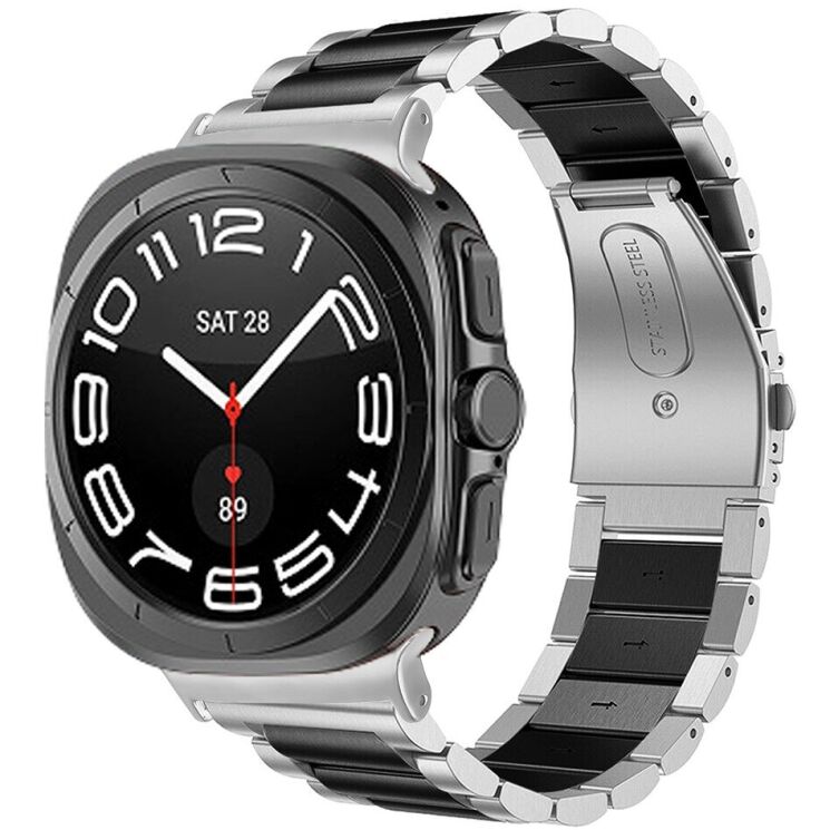 Ремешок Deexe Stainless Steel для Samsung Galaxy Watch 8 (40/44mm) / 8 Classic / Ultra (2025) - Black / Silver: фото 3 из 5