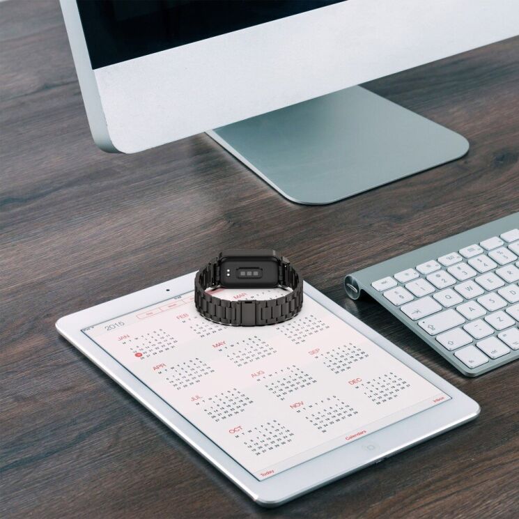 Ремешок Deexe Stainless Steel для Xiaomi Mi Smart Band 9 Active / Redmi Band 3 - Black: фото 8 из 13