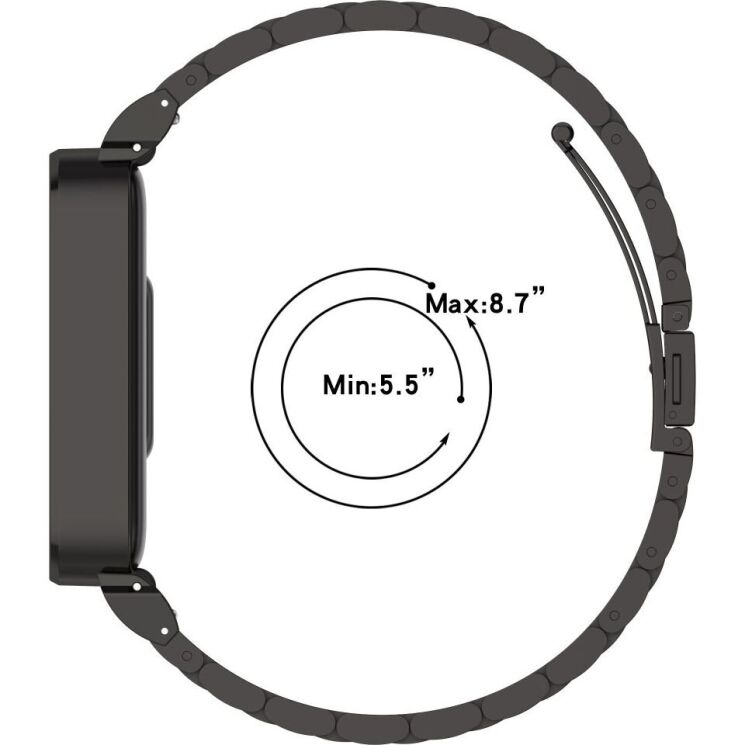 Ремешок Deexe Stainless Steel для Xiaomi Mi Smart Band 9 Active / Redmi Band 3 - Black: фото 11 из 13