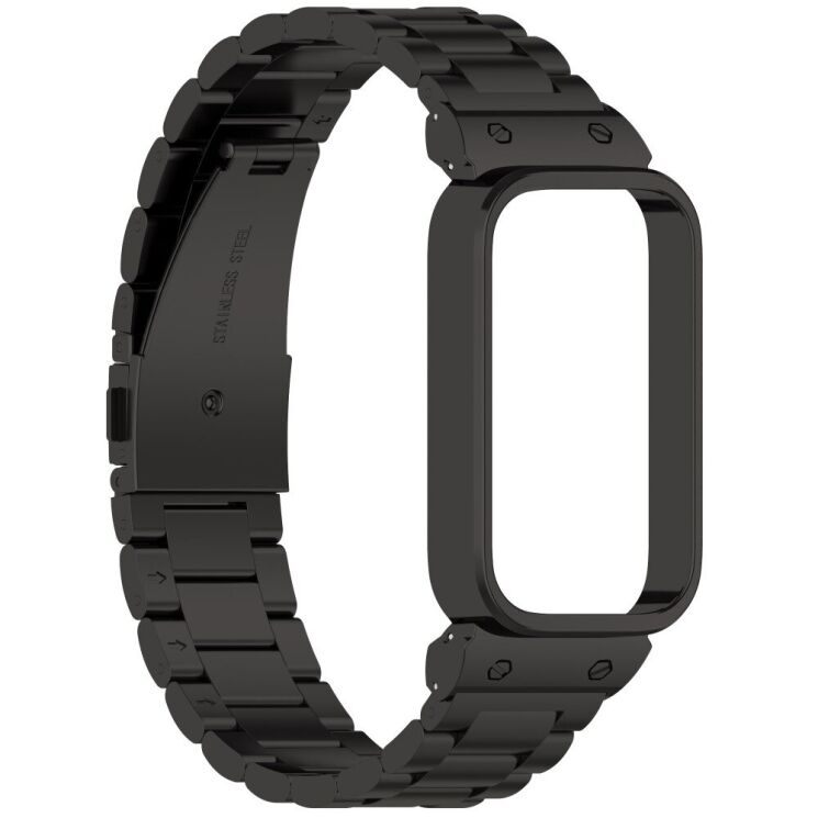 Ремешок Deexe Stainless Steel для Xiaomi Mi Smart Band 9 Active / Redmi Band 3 - Black: фото 3 из 13